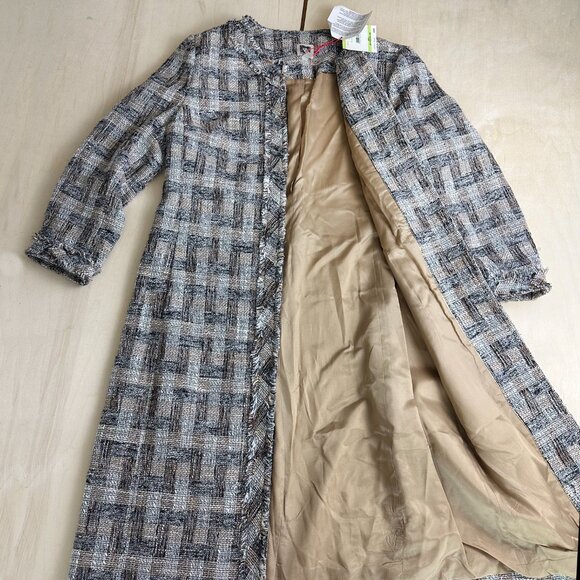 NWT Anne Klein Tweed Lined Cardigan‎ Blazer NEW Women's 4 Geometric - Picture 3 of 10